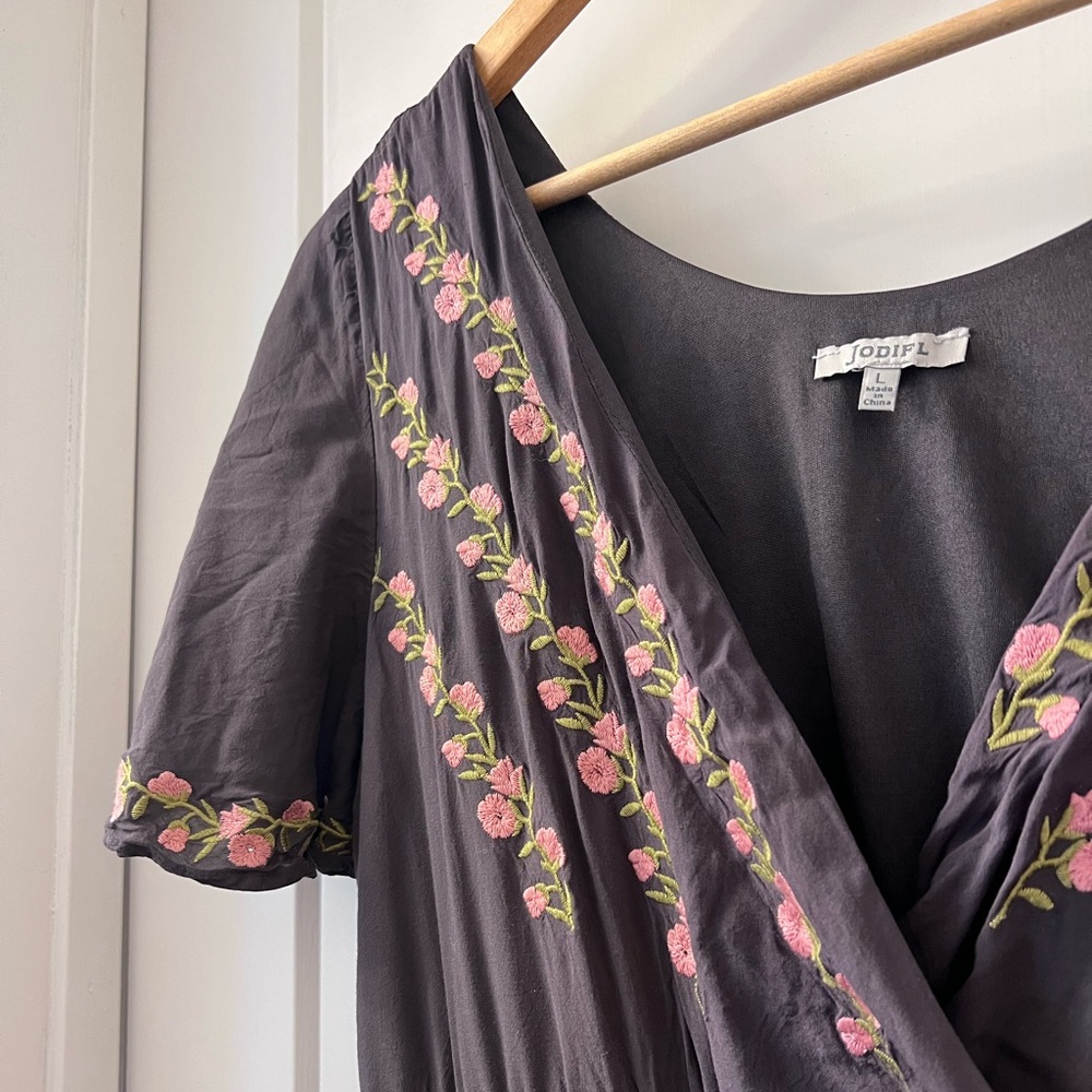 Gray and Pink Floral Gown